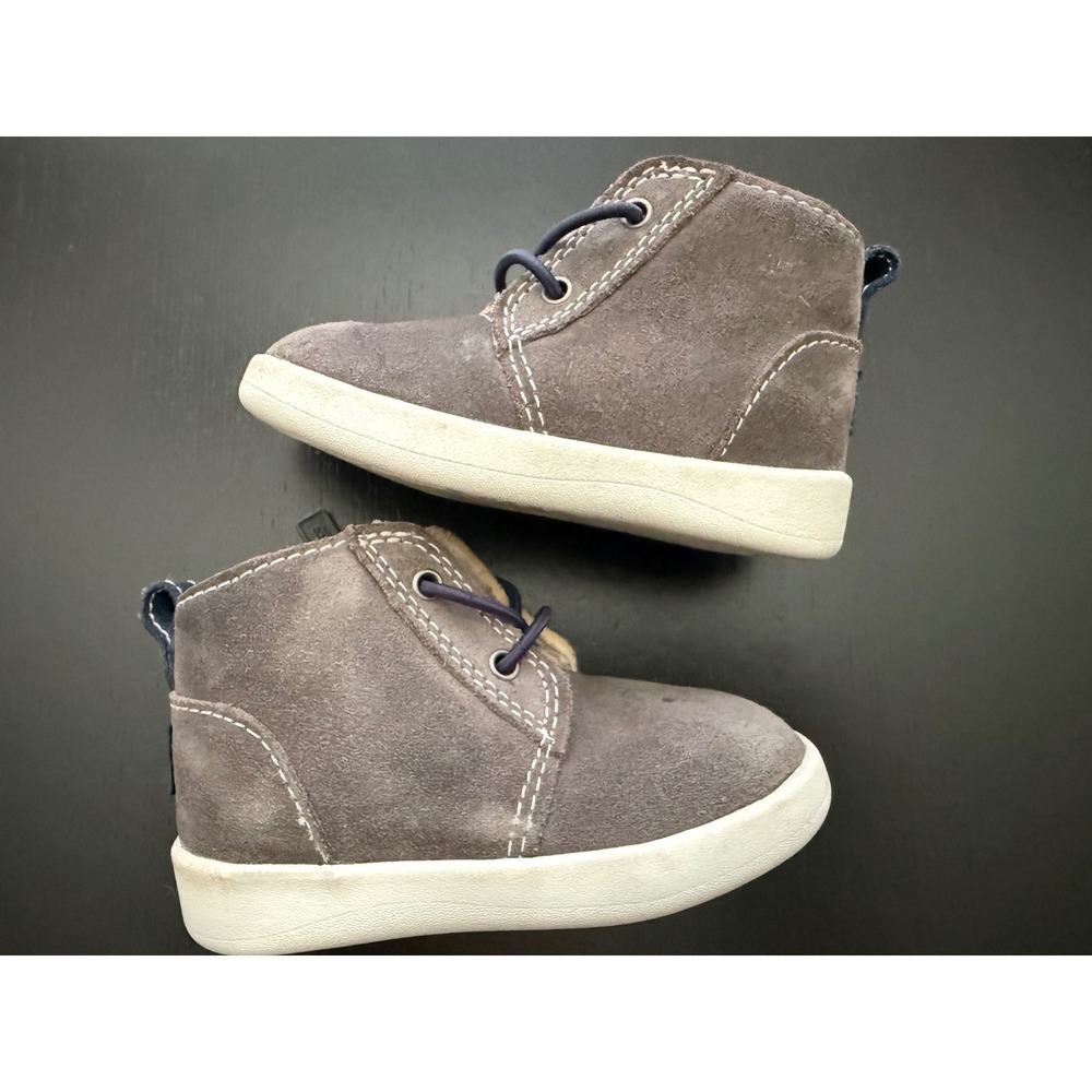 UGG Toddler Suede Kristjan Chukka Boot Size 4/5 Gray Leather Baby Easy Side-Zip